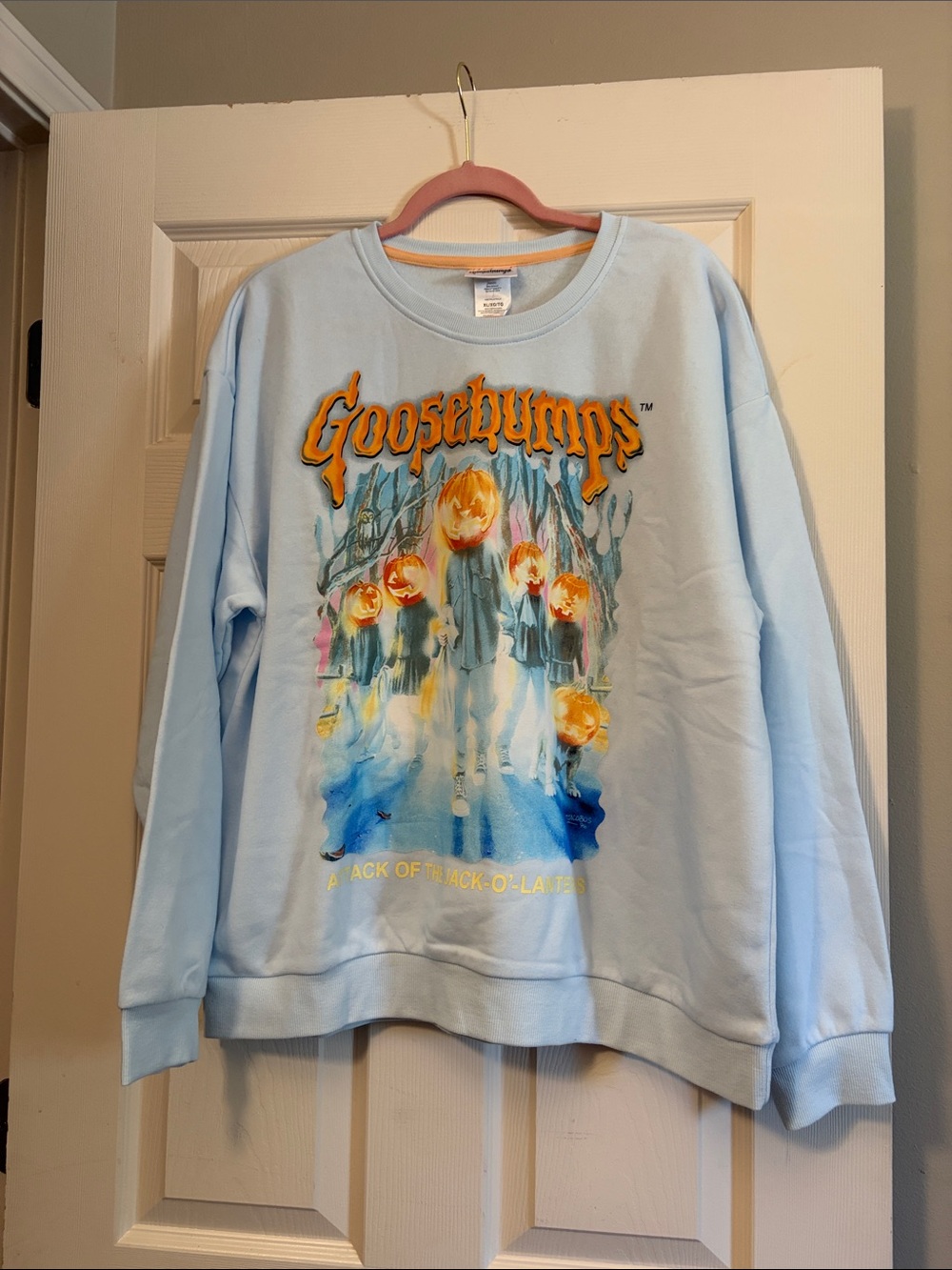Goosebumps Light Blue Graphic Crewneck Sweatshirt